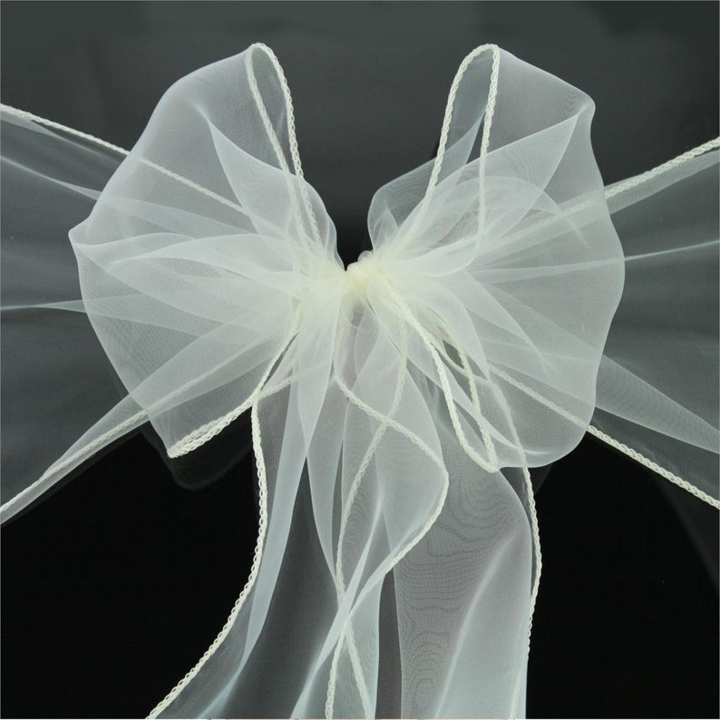 Ivory Chair Sashes Chair Bow Ties Ribbon Table Runners Wedding Engagement Birthday Anniversary Party Reception Ceremony Bouquet Decoration