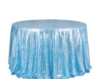 1pcs Light Blue Glitter Sequin Tablecloth Engagement Reception Ceremony Birthday Wedding Cake Table Cover Party Backdrop Christmas Decoratio