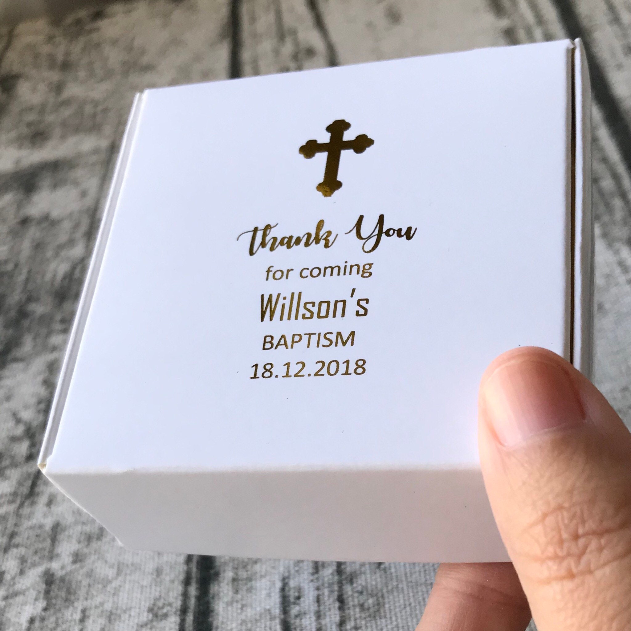 40x Baptism White Favour Boxes Baptism Thank You Gift Boxes Etsy UK