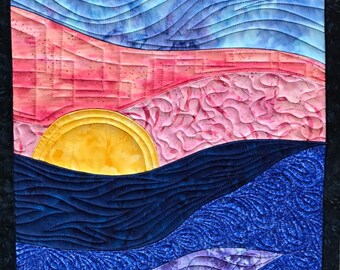 Art Quilt Sunset 73, Wall Hanging, Wall Quilt, Landscape