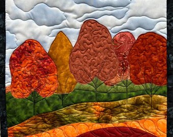 Wall Quilt Bright Autumn Day, Art Quilt, Wall Hanging