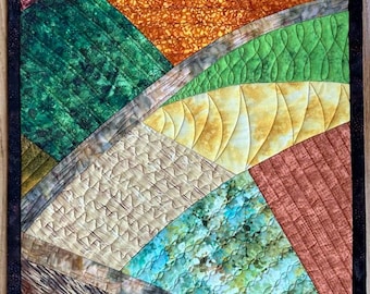 Art Quilt Farmland Patchwork, Wall Quilt, Wall Hanging