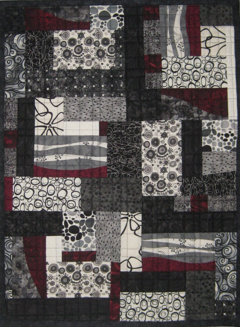 Art Quilt Black White Blocks Wall Quilt Quilted Wall | Etsy