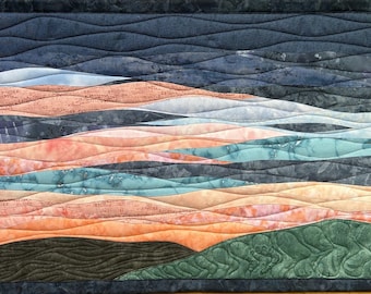 Wall Quilt Sunset 84, Art Quilt, Wall Hanging