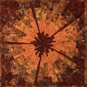 Art Quilt Rust Brown Orange Star, Wall Quilt, Wall Hanging