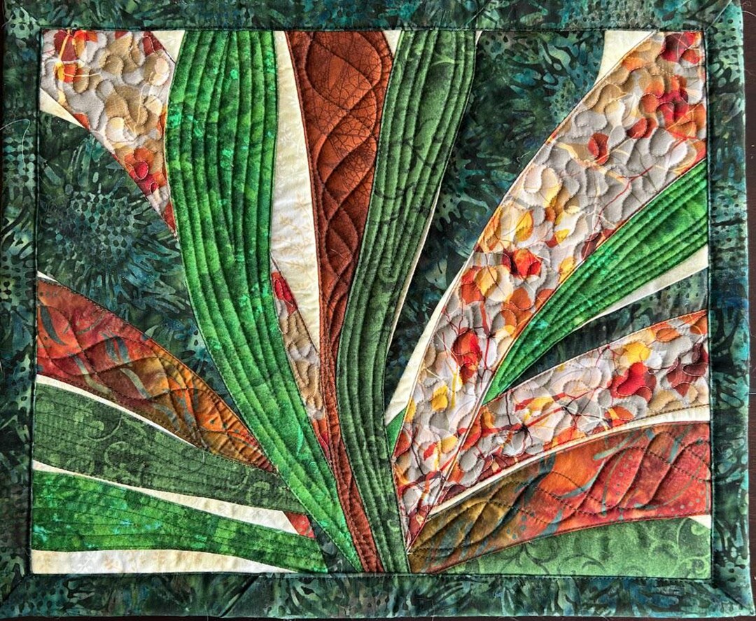 Wall Quilt Rust Green Curves, Art Quilt, Wall Hanging - Etsy