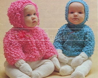 Baby Jacket Hat Pull-ups Mitts 18-20in DK Patons 1455 Vintage Knitting Pattern PDF instant download