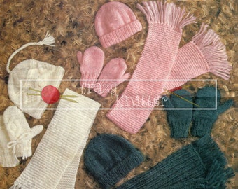 Hats Mitts Scarves 4-9years Adult Chunky Patons 7240  Vintage Knitting Pattern PDF instant download