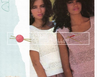 Lady's Short Sleeve-less Top 32-42in DK Patons 7439 Vintage Knitting Pattern PDF instant download