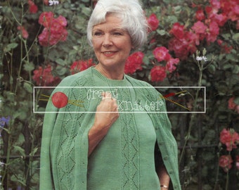 Lady's Raglan Twinset 36-46" 4-ply Sirdar 5792 Vintage Knitting Pattern PDF instant download