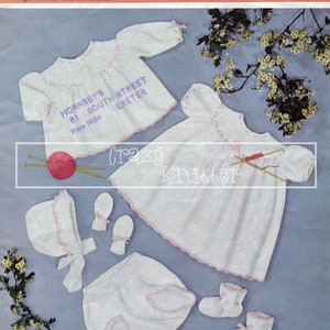 Baby Set for Girl 0-6 months 4-ply Sirdar 205 Vintage Knitting Pattern PDF instant download