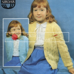 Girl&#39;s Cardigans 22-32&quot; DK Sirdar 4432 Knitting Pattern PDF instant download