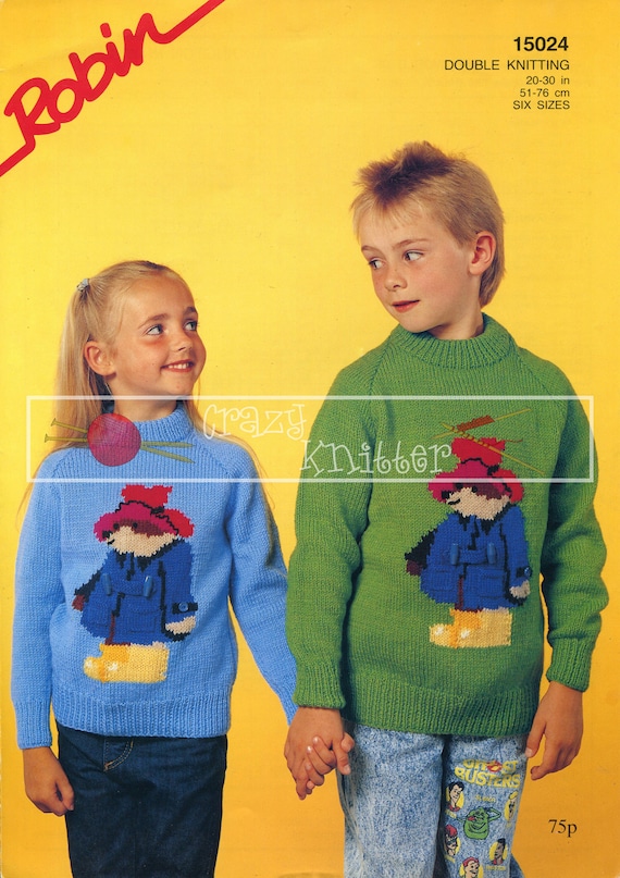Baby Child Motif Sweater DK 20 30in Robin 15024 Vintage Knitting Pattern PDF Instant Download Etsy
