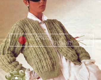 Lady Cardigan 32-42" DK Sirdar 6777 Vintage Knitting Pattern PDF instant download