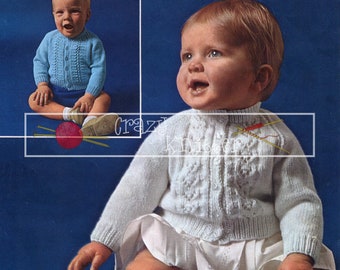 Cárdigans para bebés pequeños 3ply 4ply 18-22in Patons SC144 Vintage Knitting Pattern PDF descarga instantánea