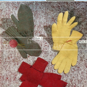 Guantes y manoplas para hombre Talla única Tejido plano Sirdar 2298 DK Patrón de tejido vintage PDF descarga instantánea