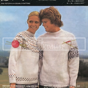 Unisex Fairisle Sweaters DK 32-41in Lee Target 8988 Vintage Knitting Pattern PDF instant download