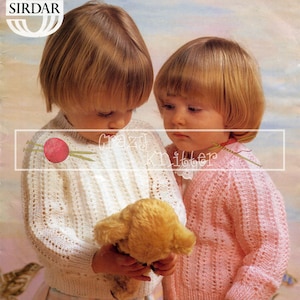 Girl&#39;s Sweater and Cardigan DK 21-23&quot; Sirdar 3415 Knitting Pattern PDF instant download
