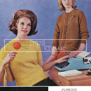 Lady&#39;s Twin Set 4-ply 32-36in Ladyship Wools 4059 Vintage Knitting Pattern PDF instant download
