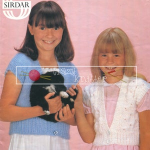 Girl&#39;s Waistcoats 22-32&quot; Chunky Sirdar 4421 Knitting Pattern PDF instant download