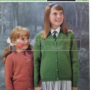 Girls Classic Cardigan 6-10 years 4-ply Sirdar 737 Knitting Pattern PDF instant download