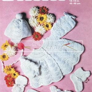 Baby Layette 18-19in DK Patons 2185 Vintage Knitting Pattern PDF instant download