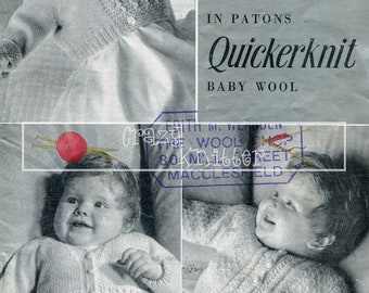 Cárdigans para bebés 0-6 meses DK Patons 437 Vintage Knitting Pattern PDF descarga instantánea