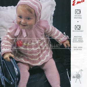 Baby Engel Top Bonnet Strumpfhose 19-20in DK Emu 8398 Vintage Strickmuster PDF sofortiger download