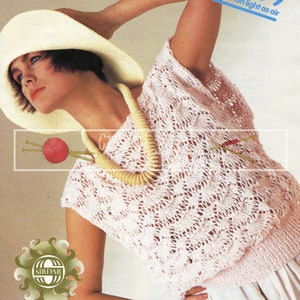 Lady&#39;s Summer Top 32-38&quot; DK Sirdar 6766 Vintage Knitting Pattern PDF instant download