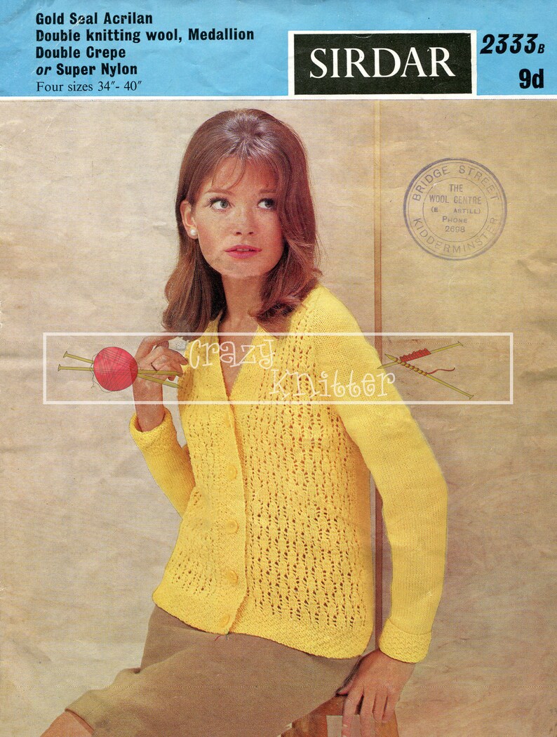 Lady's Lace Jacket 34-40 DK Sirdar 2333 Vintage Knitting Pattern PDF instant download image 1