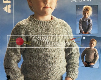 Child Guernsey Sweater 56-76cm 22-3in DK Patons 8048 Vintage Knitting Pattern PDF instant download