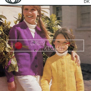 Girl&#39;s Raglan Cardigan DK 26-30ins Sirdar 4114 Knitting Pattern PDF instant download