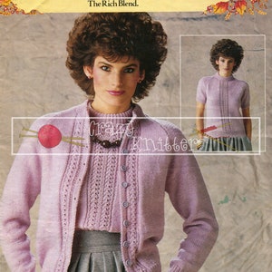 Lady&#39;s Cardigan Sweater 32-44&quot; DK Patons 7150 Vintage Knitting Pattern PDF instant download