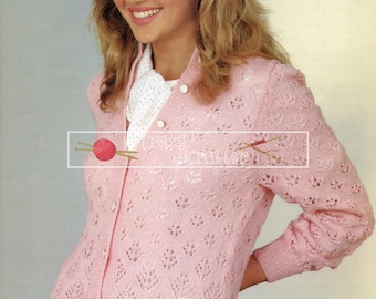Lady's Cardigan 32-42" 4-ply Patons 3969 Vintage Knitting Pattern PDF instant download