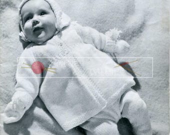 Baby Pram Sets Cardigans 0-6 months DK Patons SC44  Vintage Knitting Pattern PDF instant download