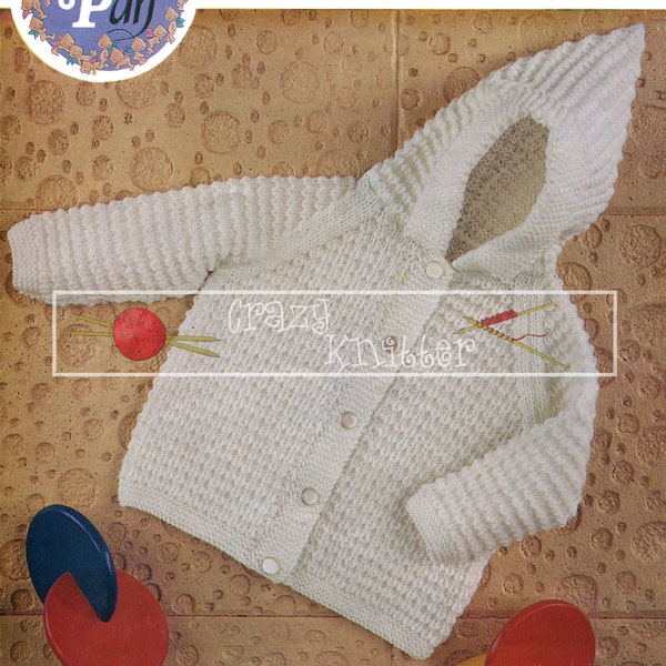Baby Pram Coat DK 20-22" Peter Pan P257 Vintage Knitting Pattern PDF instant download