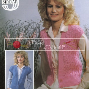 Lady's Lace Waistcoat DK 32-42in DK 32-42 Sirdar 6394 Vintage Knitting Pattern PDF instant download image 1