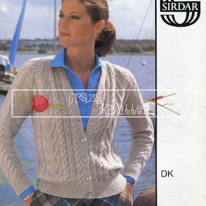 Lady&#39;s Cable Jacket DK 34-44in Sirdar 6022 Vintage Knitting Pattern PDF instant download