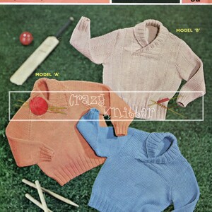 Children&#39;s Jerseys DK 2-4 years Sirdar Sunshine Series 243 Vinatge Knitting Pattern PDF instant download