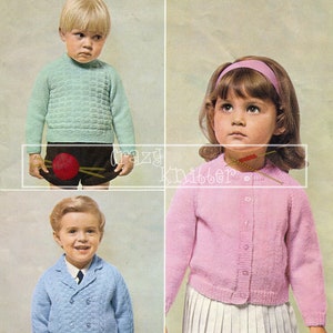 Baby Cardigans and Sweater 20-22in DK Patons 6003  Vintage Knitting Pattern PDF instant download