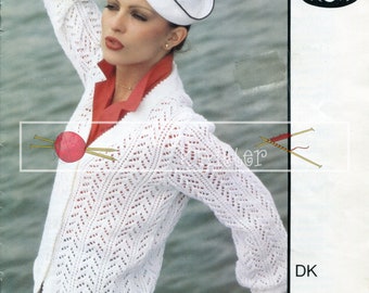 Lady's Lace Cardigan 32-42" DK Sirdar 6008 Vintage Knitting Pattern PDF instant download