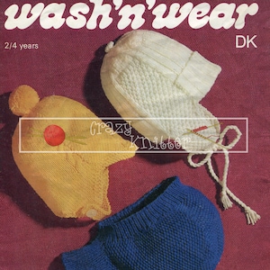 Children&#39;s Helmets 2-4 years DK Sirdar 3141 Vintage Knitting Pattern PDF instant download