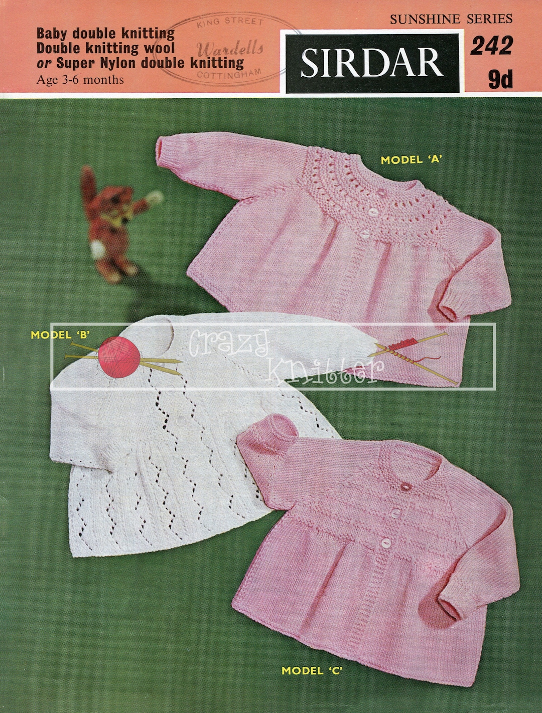 Baby Matinee Coats 36 Months DK Sirdar Sunshine Series 242 Vintage