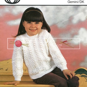 Girl&#39;s Sweater 24-30&quot; DK Sirdar 4374 Knitting Pattern PDF instant download
