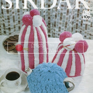 3 Tea and Coffee Cosy DK Sirdar 5578 Vintage Knitting Patterns PDF Instant Download image 1