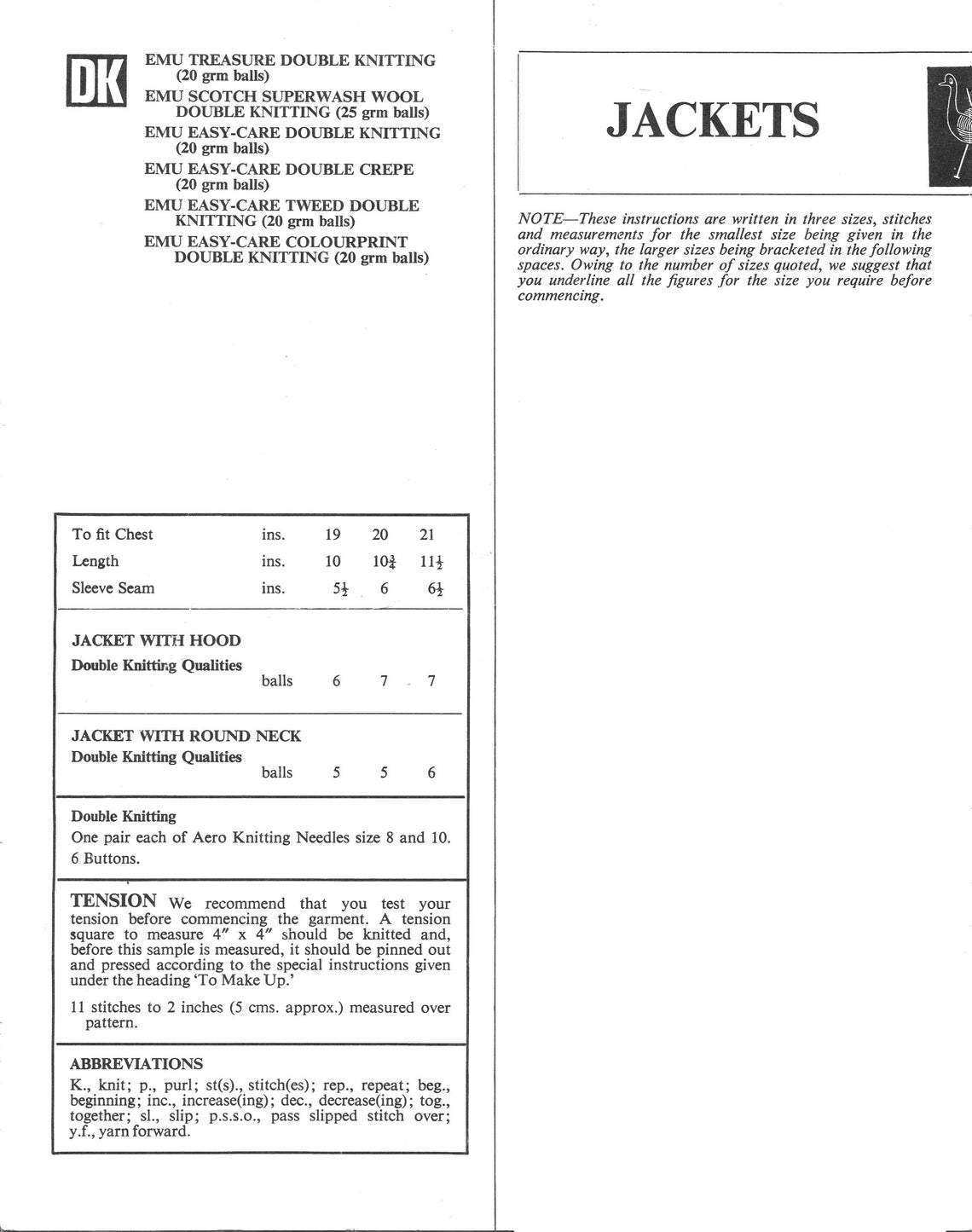 Baby Jackets Hood 19-21in DK Emu 8480 Vintage Knitting Pattern PDF ...