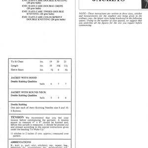 Baby Jackets Hood 19-21in DK Emu 8480 Vintage Knitting Pattern PDF ...
