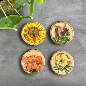 Flower Resin Coasters Aspen Wood Slices