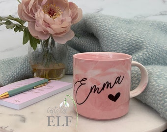 Pink Marble 14oz Personalised Mug | Bridesmaid | Custom Name Mug | Office Mug | Gift For Her | Homeware | Birthday | Best Friend | Coffee