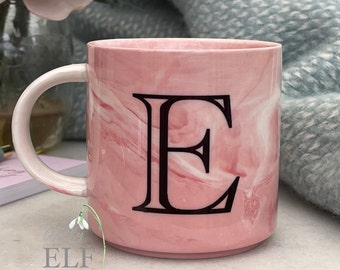 Pink Marble 14oz Personalised Mug | Bridesmaid | Custom Initial Mug | Office Mug | Gift For Her | Homeware | Birthday | Best Friend | Coffee